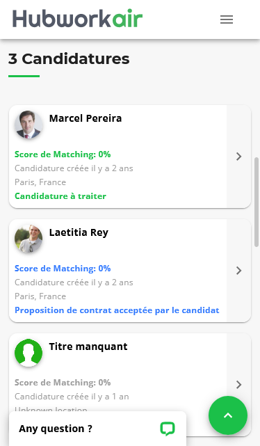 Tableau de bord des candidatures